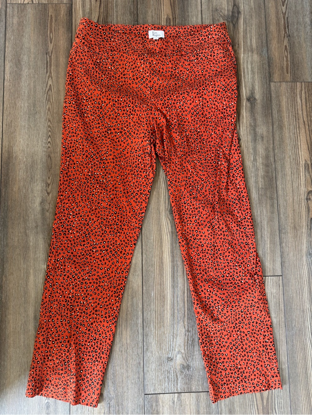 Kim Rogers Orange Black Leopard Print Pull-On Pants - 12 P